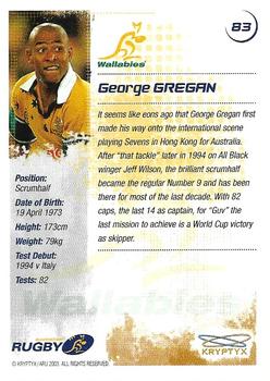 2003 Kryptyx The Defenders Australian Rugby Union #83 George Gregan Back
